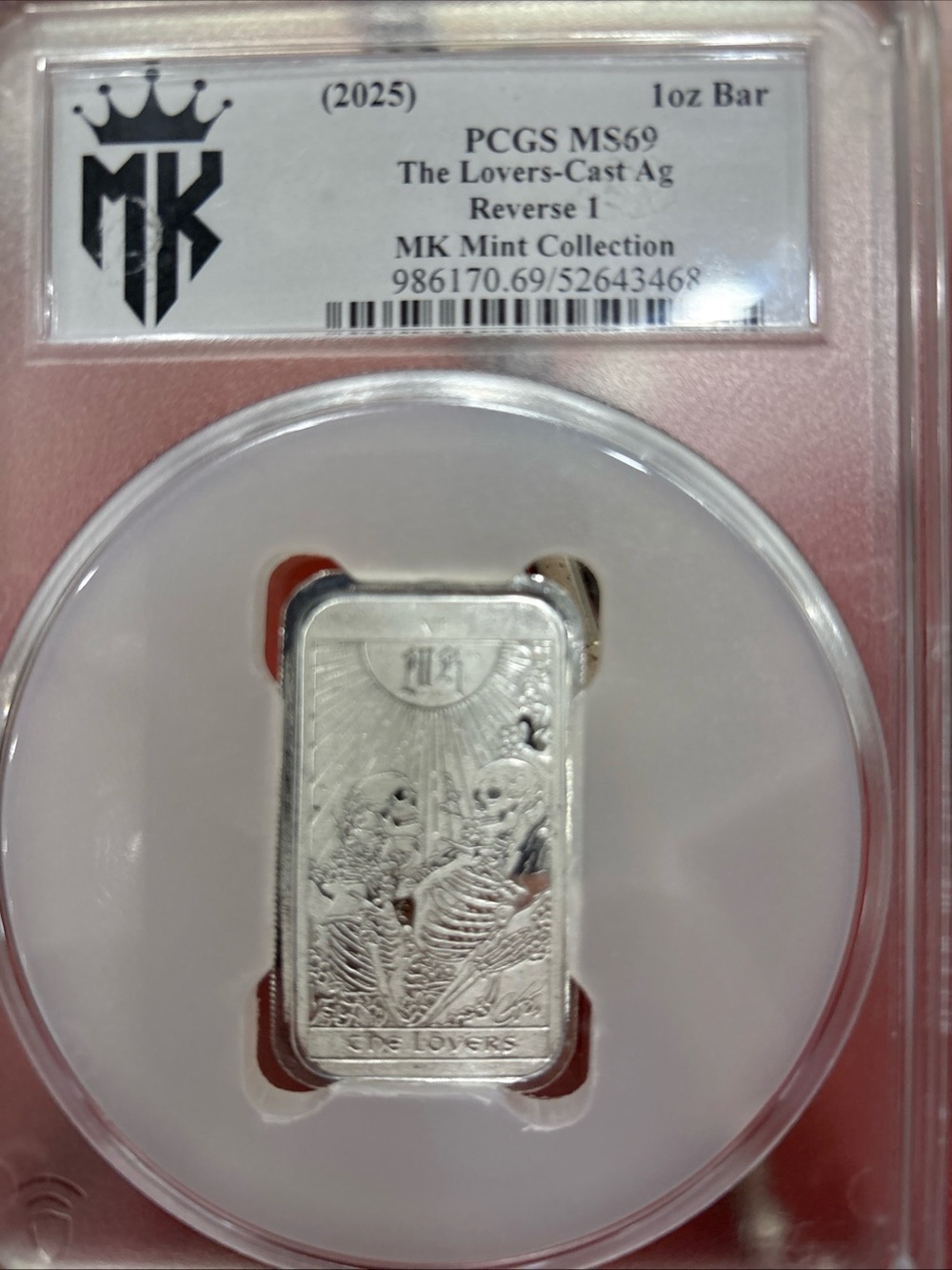 MK BARZ 1 Oz Silver .999 2025 the Lovers Cast Tarot PCGS MS 69 Mint Collection